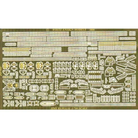 White Ensign Models PE780 1/700 HMS Repulse Detail-up Set for Tamiya kit (1 Photo-Etched Sheet)