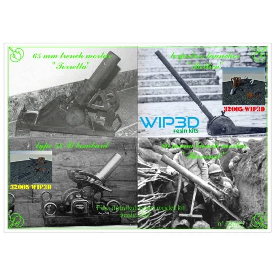WIP3D 32005 1/32 WWI Italian Trench Bombards - Military Vehicles & Tanks