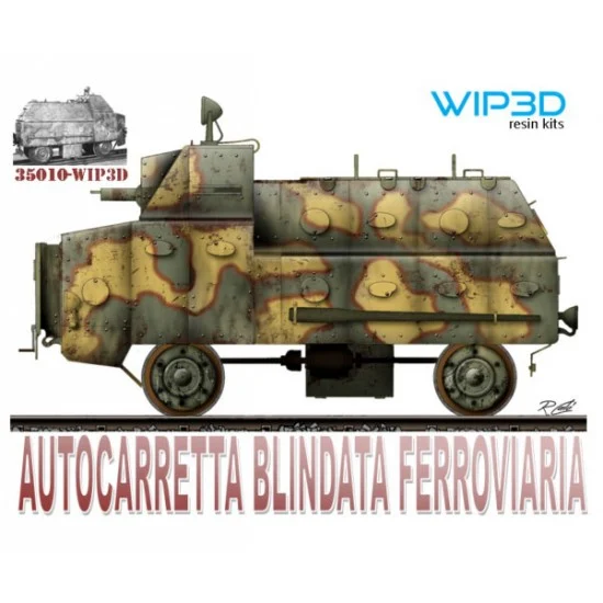 WIP3D 35010 1/35 Railway Armored Truck Resin kit w/Train Track - Military Vehicles & Tanks