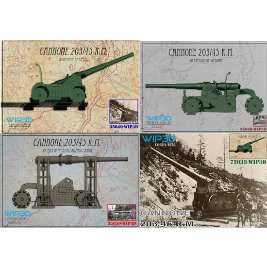 WIP3D 35051 1/35 Cannone 203/45 RM SISTEMA INCAVALCAMENTO - Military Vehicles & Tanks