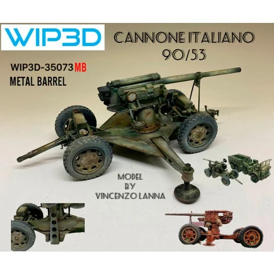 WIP3D 35073MB 1/35 Italian Cannon 90/53 Resin Kit with Metal Barrel - Military Vehicles & Tanks