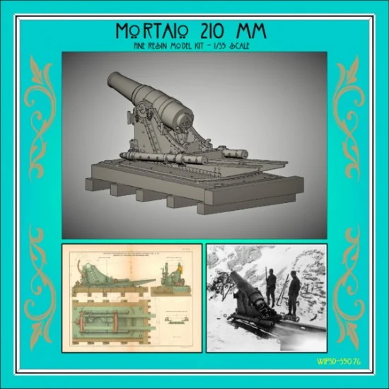 WIP3D 35076 1/35 Mortar 210mm Resin kit - Military Vehicles & Tanks