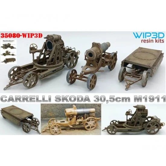 WIP3D 35080 1/35 Skoda M1911 30.5cm Trailers Resin kit - Military Vehicles & Tanks