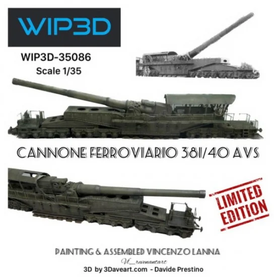 WIP3D 35086 1/35 Railway Gun 381/40 AVS Resin kit - Military Vehicles & Tanks