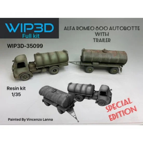 WIP3D 35099 1/35 Alfa Romeo 800 Autobotte with Trailer - Military Vehicles & Tanks
