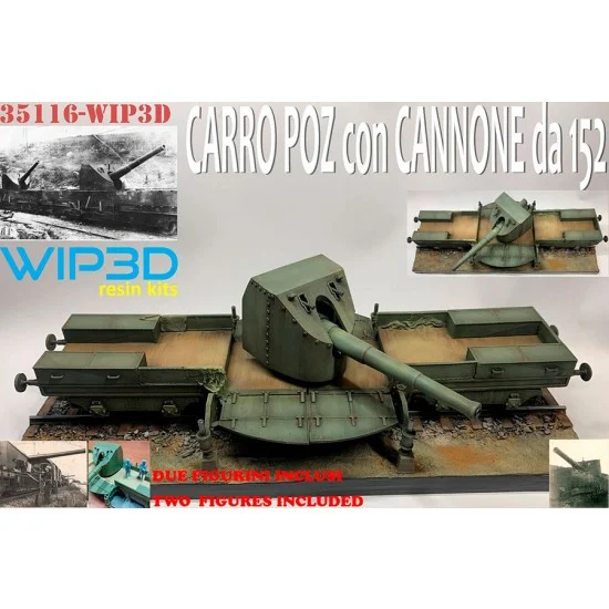 WIP3D 35116 1/35 Poz Car with 152/40 Cannon and 2 Figures - Military Vehicles & Tanks