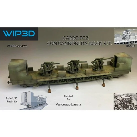 WIP3D 35122 1/35 Carro Poz Con Cannoni Da 102/35 V.T - Military Vehicles & Tanks