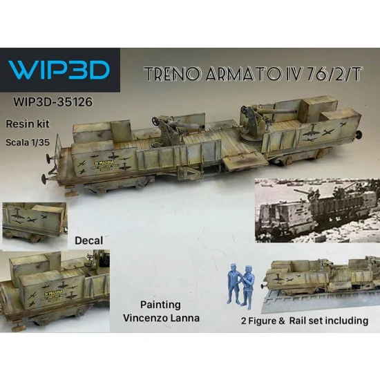 WIP3D 35126 1/35 Treno Armato Iv 76/2/T di Licata with 2 Figures - Military Vehicles & Tanks