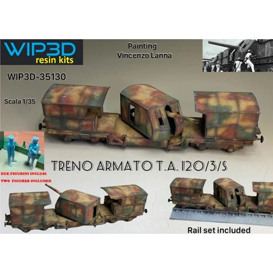 WIP3D 35130 1/35 Treno Armato T.A. 120/3/S with 2 Figures - Military Vehicles & Tanks