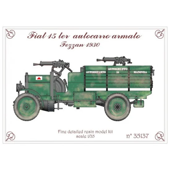 WIP3D 35137 1/35 Fiat 15ter Armored Truck Fezzan 1930 with Decals - Military Vehicles & Tanks