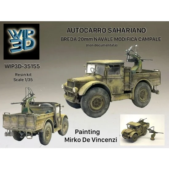 WIP3D 35155 1/35 Autocarro Sahariano with BREDA 20mm Naval Conversion - Military Vehicles & Tanks
