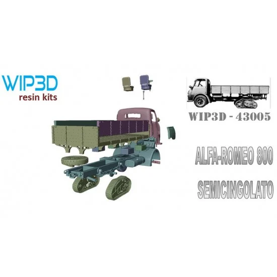 WIP3D 43005 1/43 Alfa Romeo 800 Semicingolato - Military Vehicles & Tanks