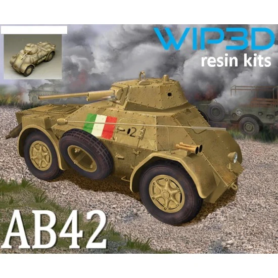 WIP3D 48010 1/48 Italian Autoblindo AB42 Armoured Car Prototype - Military Vehicles & Tanks