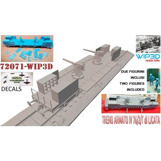 WIP3D 72071 1/72 Treno Armato IV 76/2/T di Licata with 2 Figures - Military Vehicles & Tanks