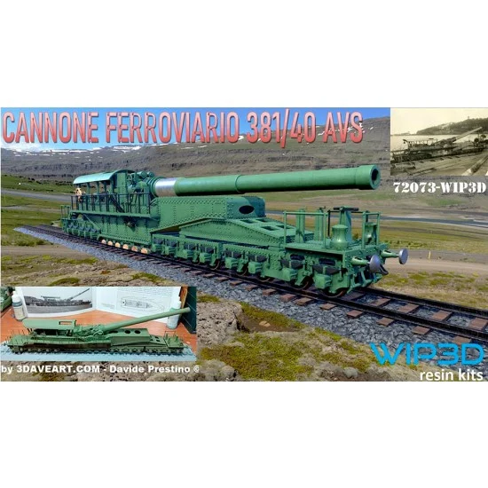WIP3D 72073 1/72 Railway Cannon 381/40 AVS - Military Vehicles & Tanks