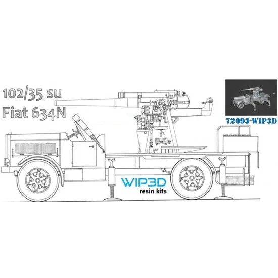 WIP3D 72093 1/72 102/35 Autocannon on FIAT 634N Resin Kit - Military Vehicles & Tanks