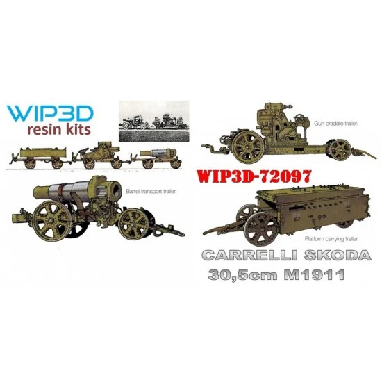 WIP3D 72097 1/72 Skoda 30.5cm M1911 Gun Carriages - Military Vehicles & Tanks