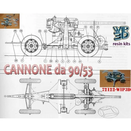 WIP3D 72122 1/72 Cannone da 90/53 Italian Anti-Aircraft Gun