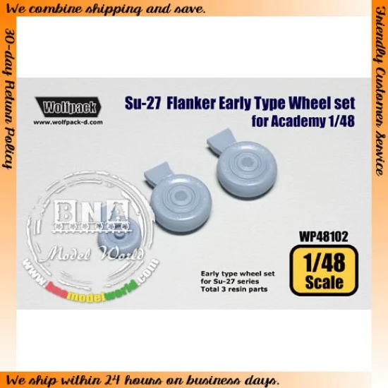 Wolfpack Design WP48102 1/48 Su-27 Flanker Early type Wheel Set for Academy kit