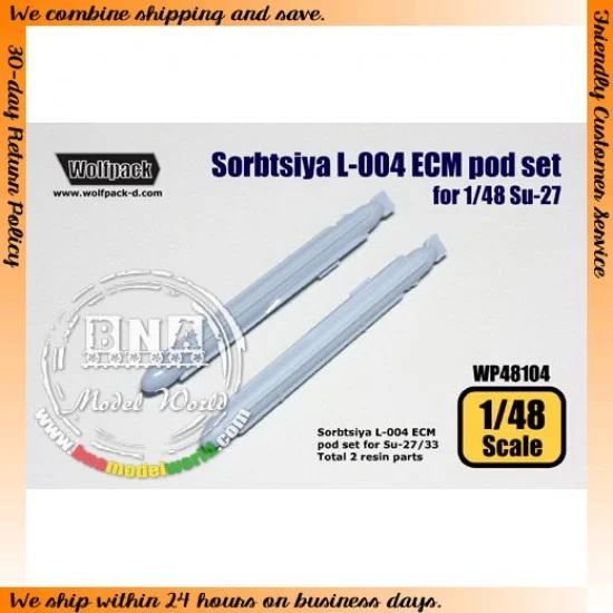 Wolfpack Design WP48104 1/48 Sorbtsiya L-004 ECM Pod Set for Su-27/33 for Academy kit