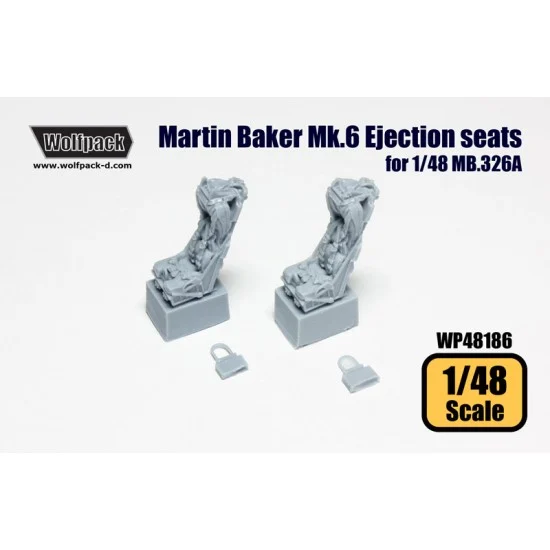 Wolfpack Design WP48186 1/48 Martin Baker Mk.6 Ejection Seats for Italeri MB.326A kit (2 seats) - Model Planes