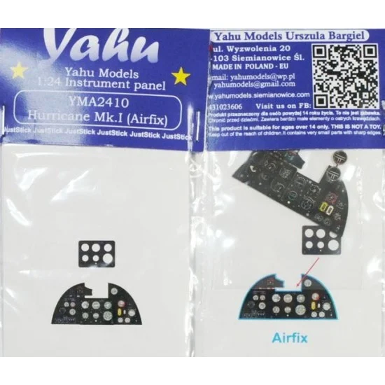 Yahu YMA2410 1/24 Hurricane MK.I Instrument Panel for Airfix kits - Model Planes