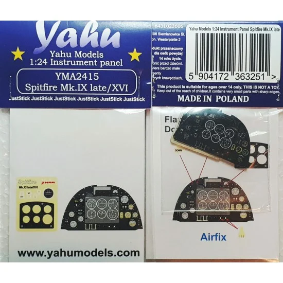 Yahu YMA2415 1/24 Supermarine Spitfire Mk.IX Late & Mk.XVI Instrument Panel for Airfix kits - Model Planes