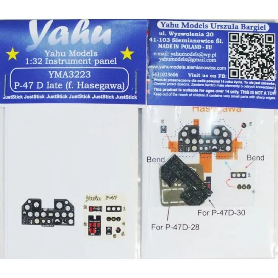 Yahu YMA3223 1/32 Republic P-47D Thunderbolt Late Instrument Panel for Hasegawa kit