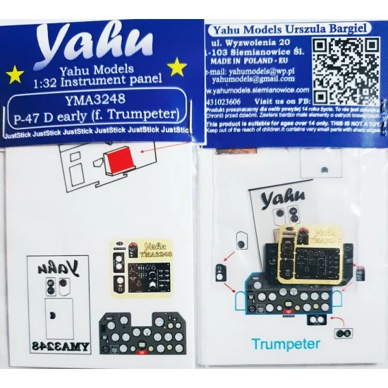 Yahu YMA3248 1/32 Republic P-47 D Thunderbolt Early Instrument Panel for Trumpeter kits