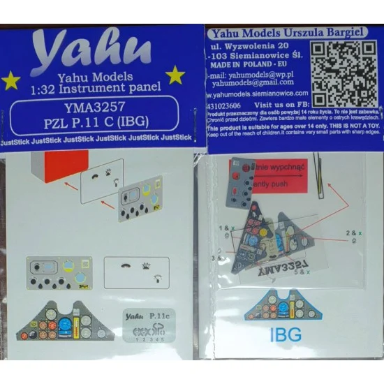 Yahu YMA3257 1/32 PZL P.11C Instrument Panel for IBG Models - Model Planes