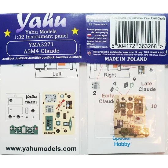 Yahu YMA3271 1/32 Mitsubishi A5M4 Green Instrument Panel for Special Hobby kits - Model Planes