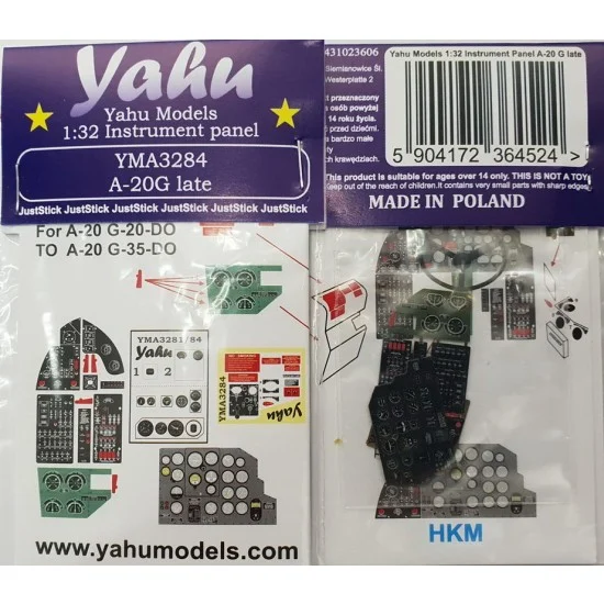 Yahu YMA3284 1/32 Douglas A-20G Havoc Late Instrument Panel for HK Model