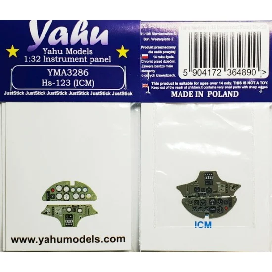 Yahu 3286 1/32 Henschel Hs 123 Instrument Panel for ICM kit - Model Planes