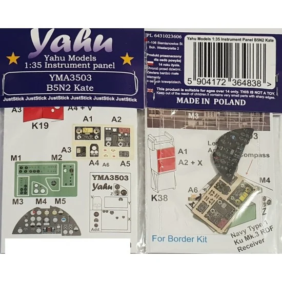Yahu YMA3503 1/35 B5N Kate Instrument Panel for Border Models - Model Planes