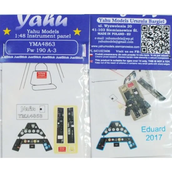 Yahu YMA4863 1/48 Fw-190A-3 Instrument Panel for Eduard kits