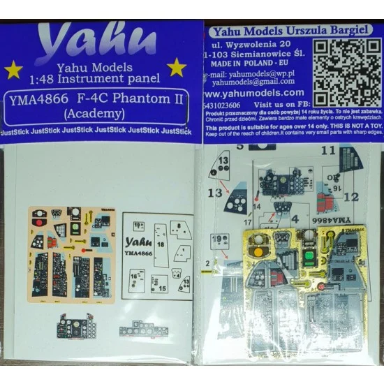 Yahu YMA4866 1/48 McDonnell Douglas F-4C Phantom II Instrument Panel for Academy kits