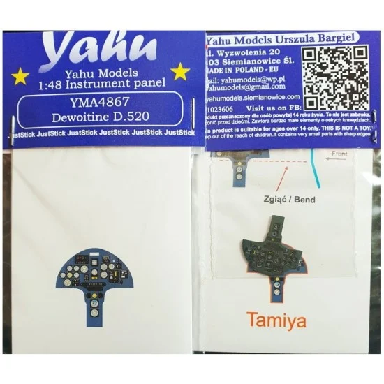 Yahu YMA4867 1/48 Dewoitine D.520 Instrument Panel for Tamiya kits - Model Planes