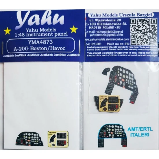Yahu YMA4873 1/48 Douglas A-20G Boston/Havoc Instrument Panel for AMT/ERTL/Italeri kits