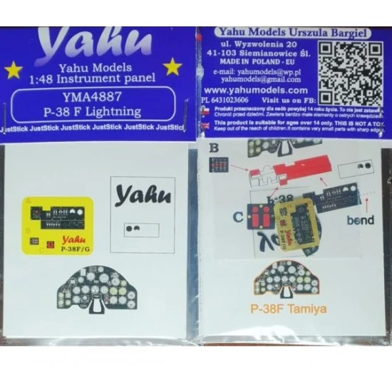 Yahu YMA4887 1/48 Lockheed P-38F Lightning Instrument Panel for Tamiya kits