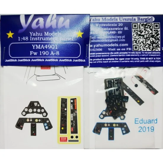Yahu YMA4901 1/48 Focke-Wulf Fw-190 A-8 Instrument Panel for Eduard 2019 kits