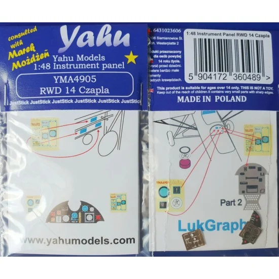 Yahu YMA4905 1/48 RWD-14 Czapla Instrument Panel for LukGraph kits