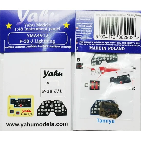Yahu YMA4912 1/48 Lockheed P-38 J Lightning Instrument Panel for Tamiya kits