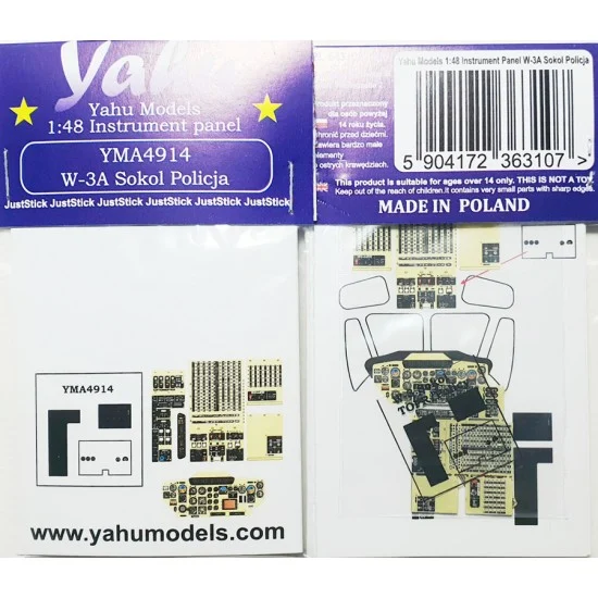 Yahu YMA4914 1/48 W-3A Sokol Policja Instrument Panel for Answer kits