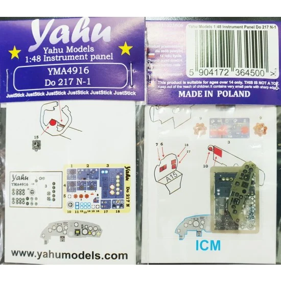 Yahu YMA4916 1/48 Dornier Do-217N-1 Instrument Panel for ICM kits