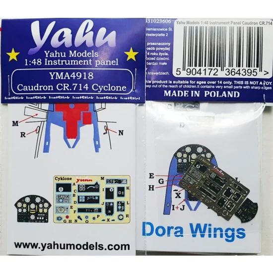 Yahu YMA4918 1/48 Caudron CR.714 Cyklone Instrument Panel for Dora Wings kits - Model Planes