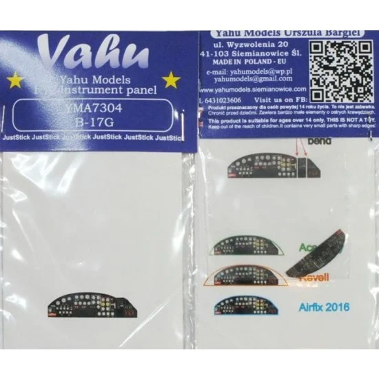 Yahu YMA7304 1/72 B-17G Instrument Panel for Airfix/Revell/Academy kits