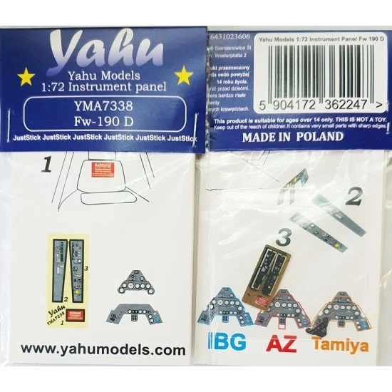 Yahu YMA7338 1/72 Focke-Wulf Fw-190D Instrument Panel for IBG kits