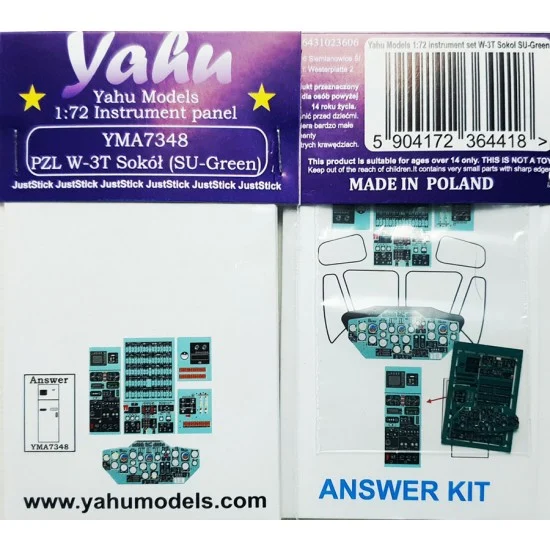 Yahu YMA7348 1/72 PZL W-3T Sokol (Su-Green) Instrument Panel for Answer kits