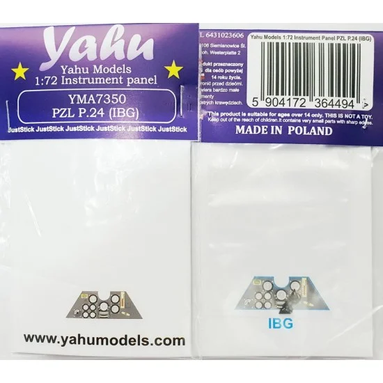 Yahu YMA7350 1/72 PZL P.24 Instrument Panel for IBG kits - Model Planes