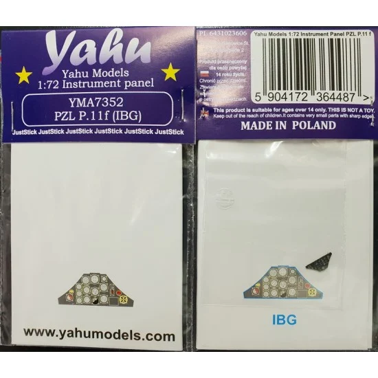 Yahu YMA7352 1/72 PZL P.11F Instrument Panel for IBG kits - Model Planes